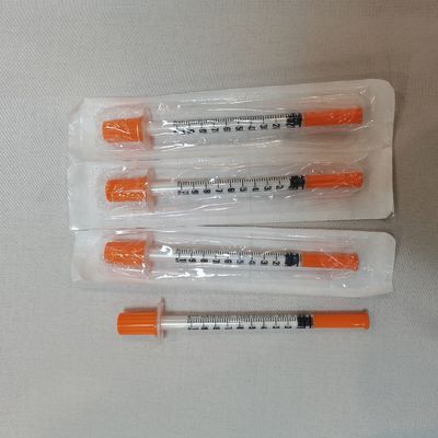 1 ml de jeringa para inyección de insulina con aguja fija concentrada 100 unidades o 40 unidades