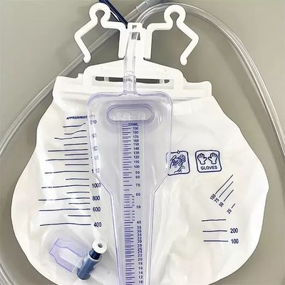 Bolso externo médico 2000ml de la orina de la orina del drenaje del bolso de la orina del sistema disponible del metro
